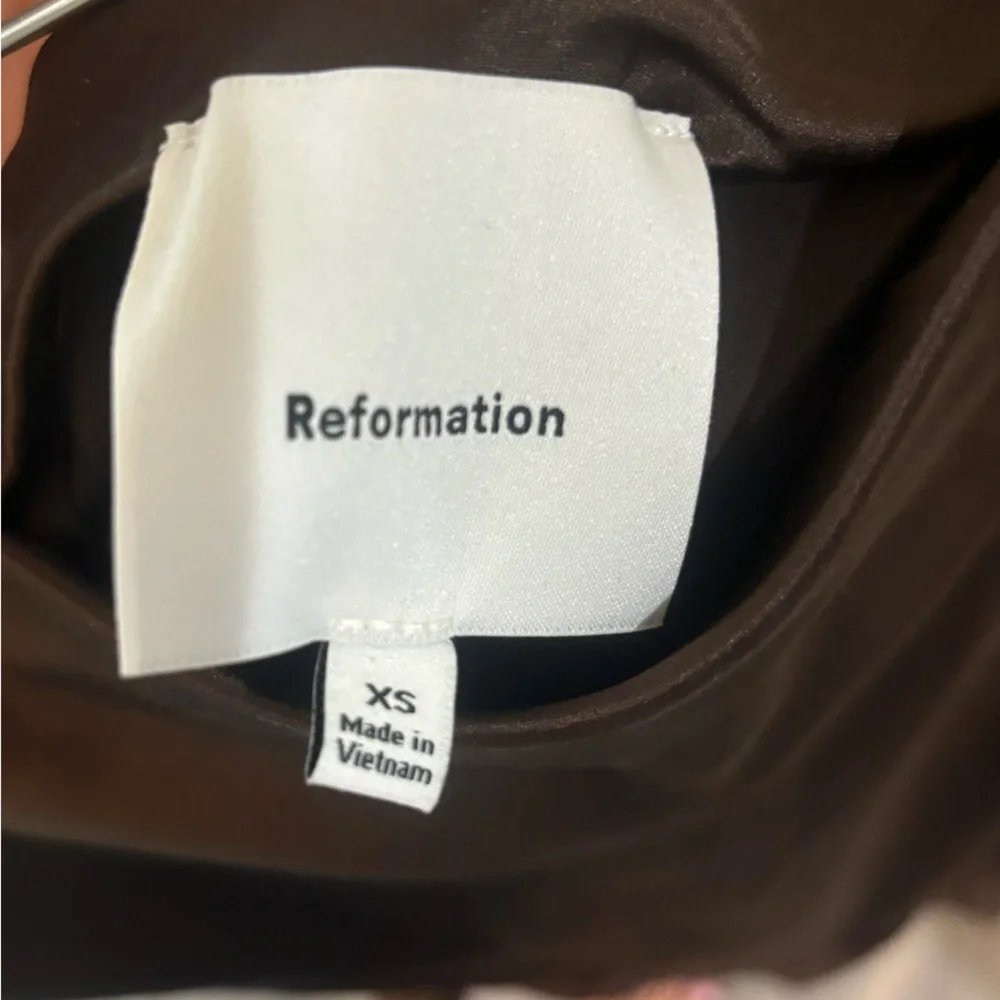 Reformation Brown Satin Slip Skirt with Lace Trim - Picture 5 of 5
